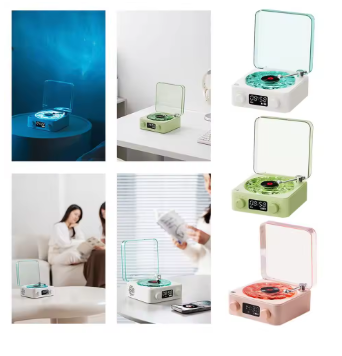 Retro Turntable Speaker Wireless Bluetooth-compatible 5.0 Vinyl Record Player Stereo Sound With White Noise RGB Projection Lamp Effect